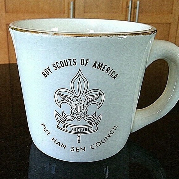 Vintage BSA Boy Scouts of America Coffee Mug Gold Trim Cup Put Han Sen Council - Picture 2 of 16